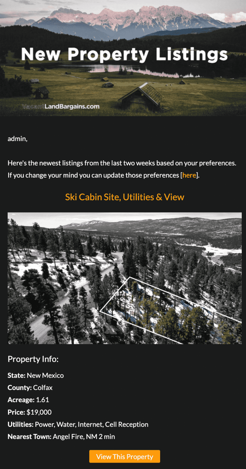 Buyer’s List Landing Page Vacant Land Bargains