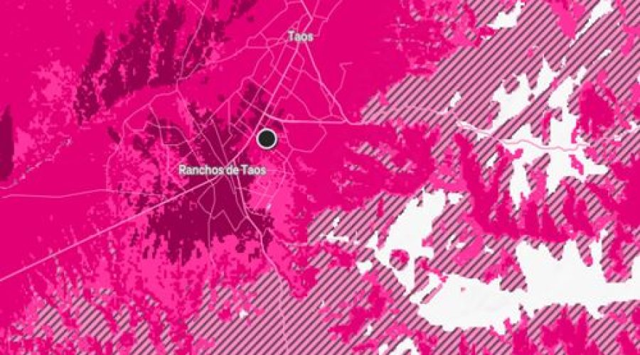 T-Mobile Service Map in the Area for Powered Pueblo Desertscape in Taos