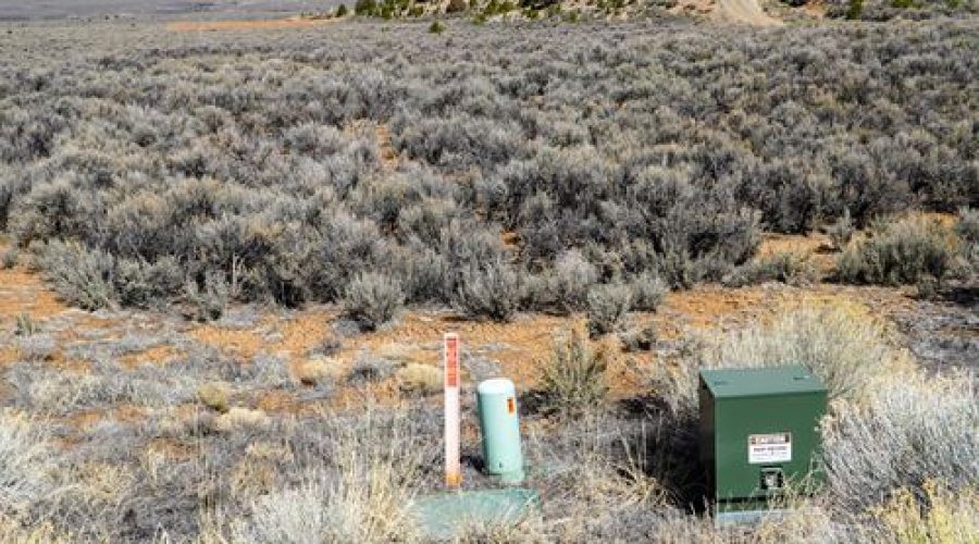 Ground Photos showing Utility Boxes for Powered Pueblo Desertscape in Taos