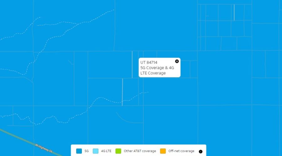 AT&T Service Map Coverage for A Peaceful Slice Of Utah