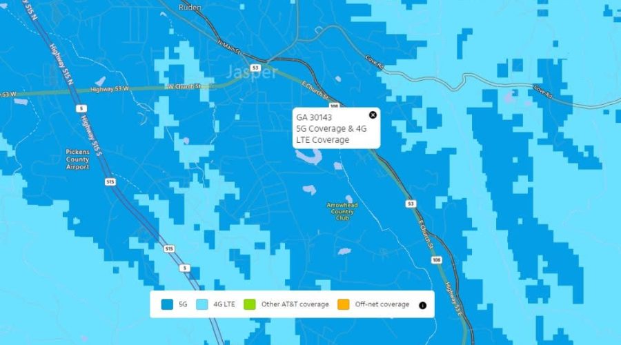 AT&T Service Map for Big Canoe Homesite, Lake Nearby