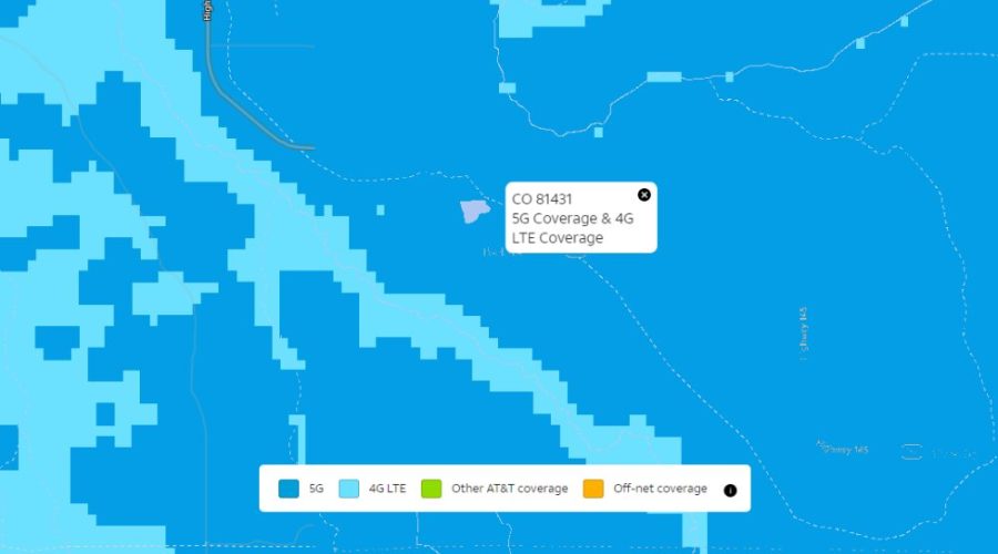 AT&T Service Map in the Area for Public Hunting Unlimited 40 Ac