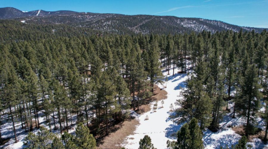 Aerial View of Meadowside Lot Near Angel Fire Ski Showing View of the Mountains Behind