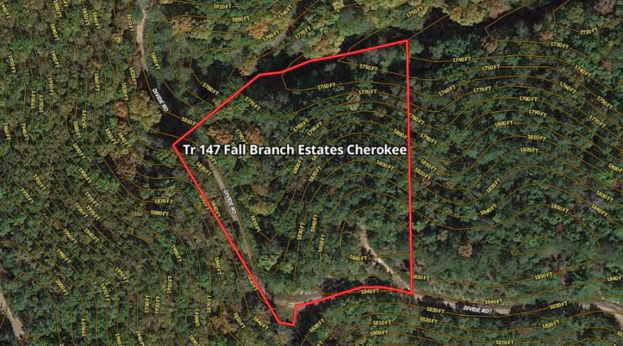 Mapright Map with Contour Lines for Tract 147, Fall Branch Estates
