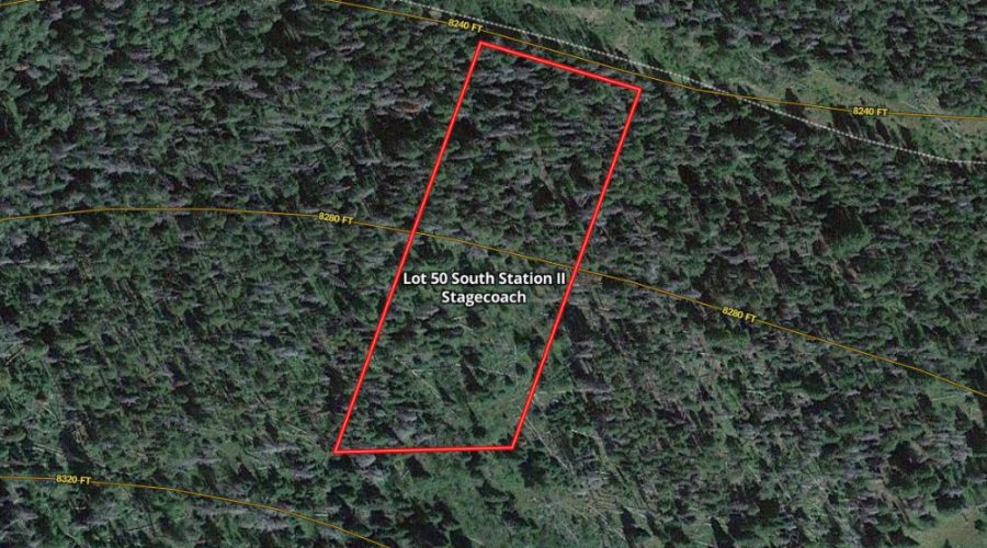 Mapright Map with Contour Lines for Lot 50 Prime Stagecoach Cabin Lot