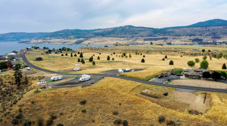 Aerial Photo Showing Road Access and Neighboring RV's for Vista Views RV Lot with Water