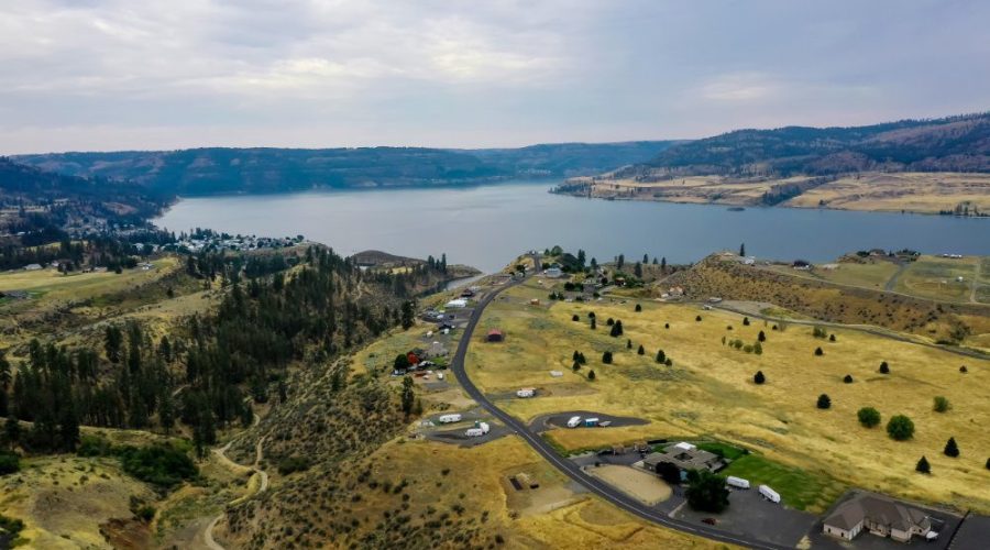 Aerial Photo Showing the Beautiful River for Vista Views RV Lot with Water