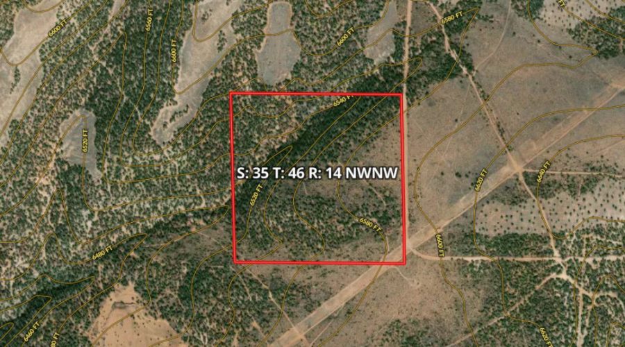 Mapright Map with Contour Lines for Public Hunting Unlimited 40 Ac