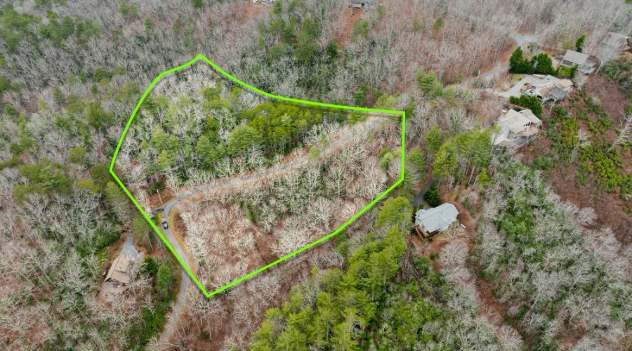 Aerial Photo with Overlay Showing Adjacent Neighbors for Scenic Homesite By Hiwassee River