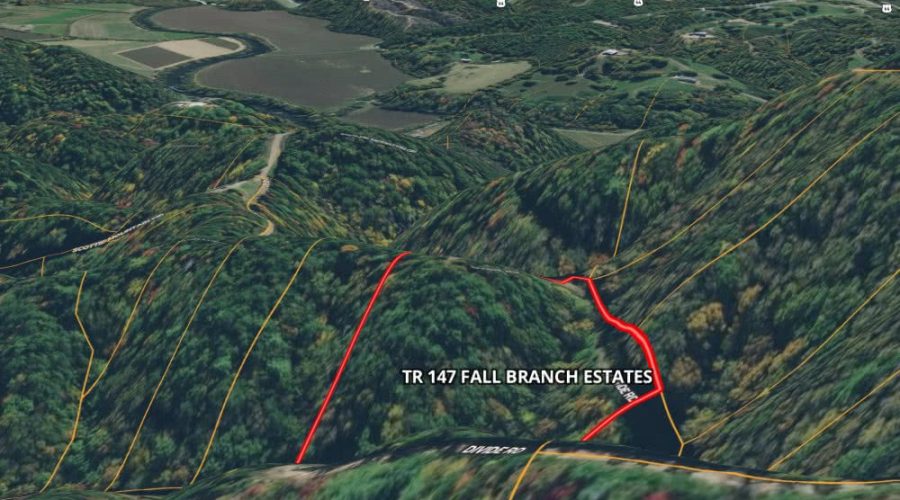 Mapright 3D Map with Parcel Lines for Tract 147, Fall Branch Estates 2