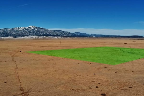 Parcel Overlay with Mountain Background for Pristine 35 Acre So CO Ranchland