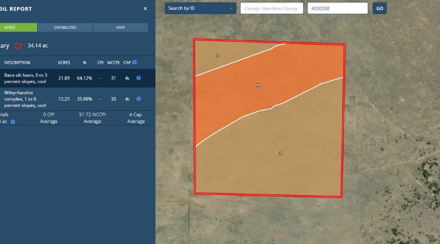 Soil Report for Pristine 35 Acre So CO Ranchland