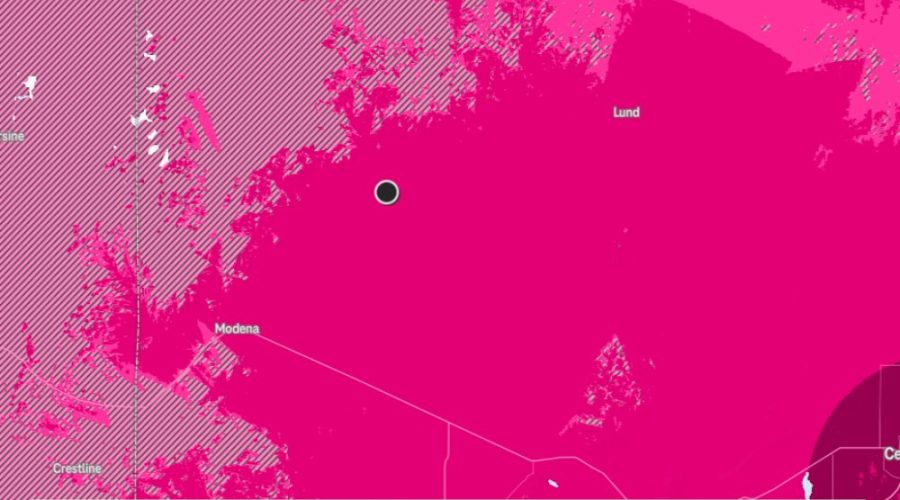 T-Mobile Service Map for Lots 1 & 22 in Cedar Valley Acres