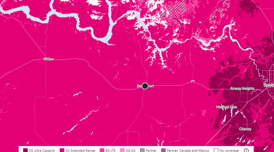 T-Mobile Service Map for Vista Views RV Lot with Water