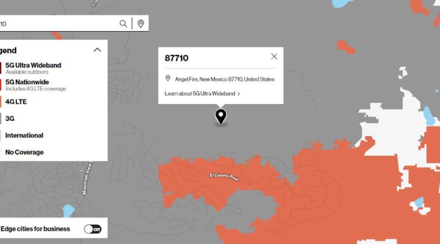 Verizon Service in the Area for Meadowside Lot Near Angel Fire Ski