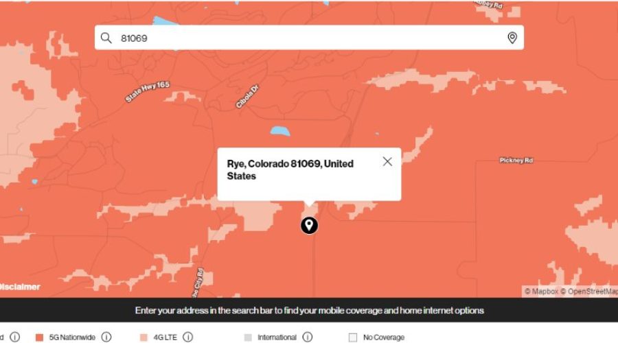 Verizon Service Map in the Area for Pristine 35 Acre So CO Ranchland