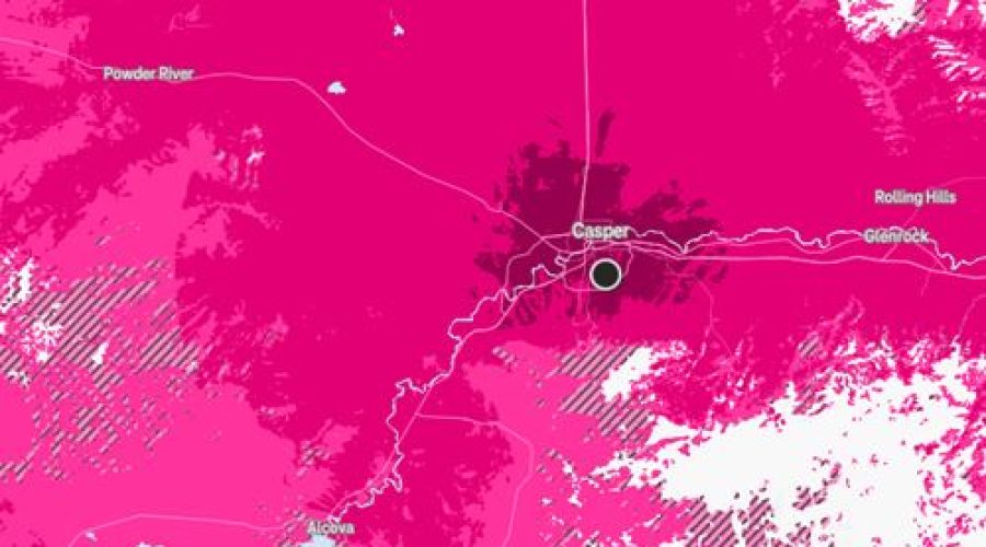 T-Mobile Map Service in the Area for LARGE 160 ACRE LOT IN NATRONA