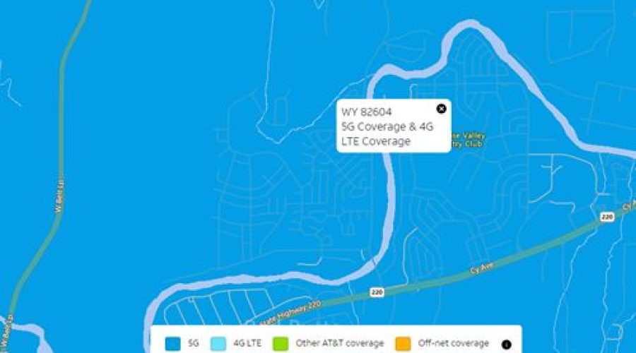 AT&T Map Service in the Area for LARGE 160 ACRE LOT IN NATRONA